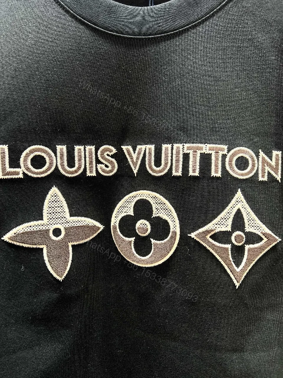 View 8 of Black Cotton Tee with Designer-Inspired Emblem, Modern Fit