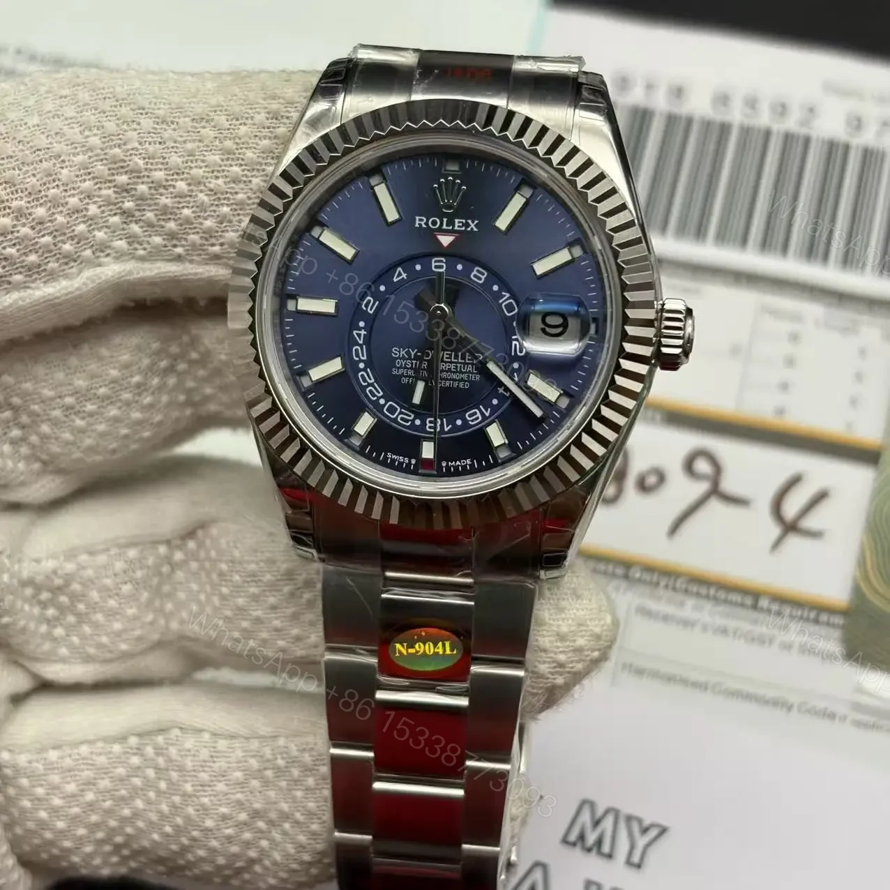 View 4 of Rolex Sky-Dweller Blue Dial Stainless Steel 326934-0003 Oyster Replica