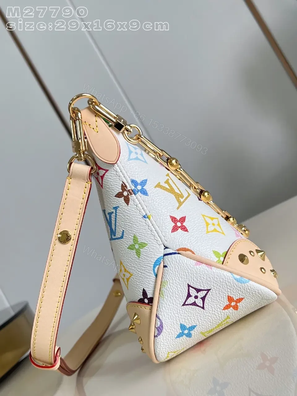 View 2 of Colorful Monogram Hobo Bag - Rainbow Print, Structured, Crossbody