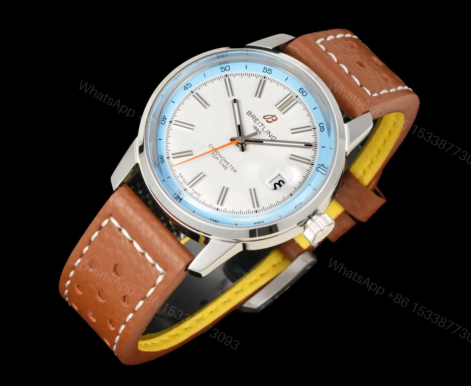 View 4 of Breitling Top Time B31 White Replica Leather Strap 38MM Premium AB3113281A1X1