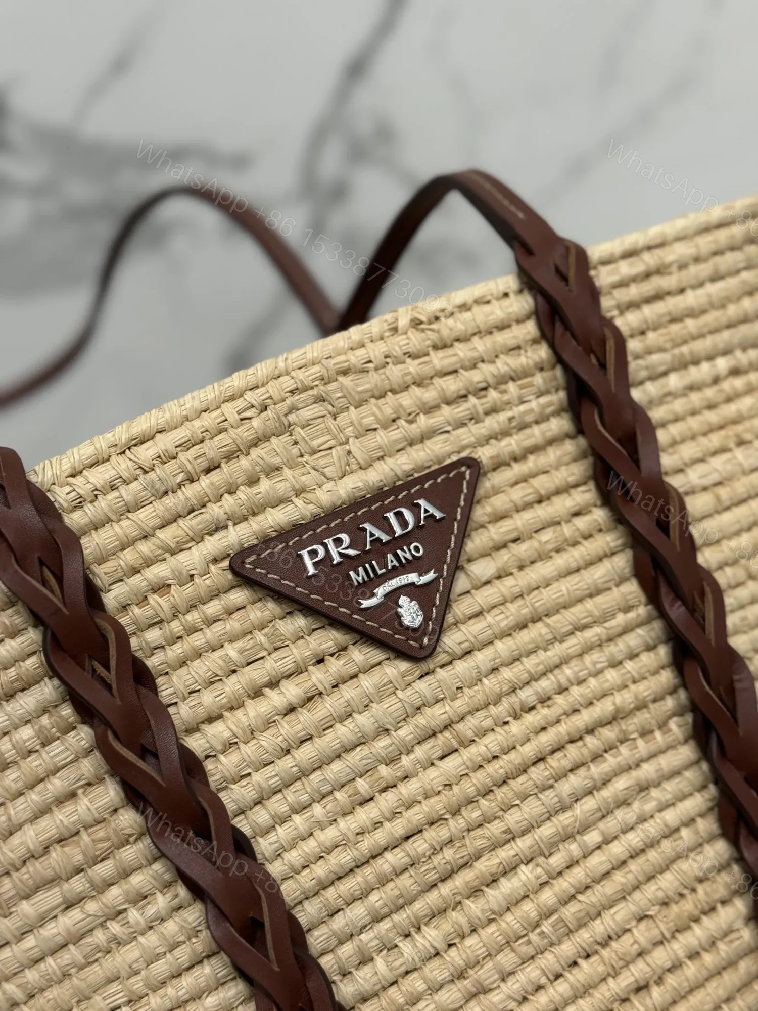 View 3 of PRADA Braided Handle Basket Bag