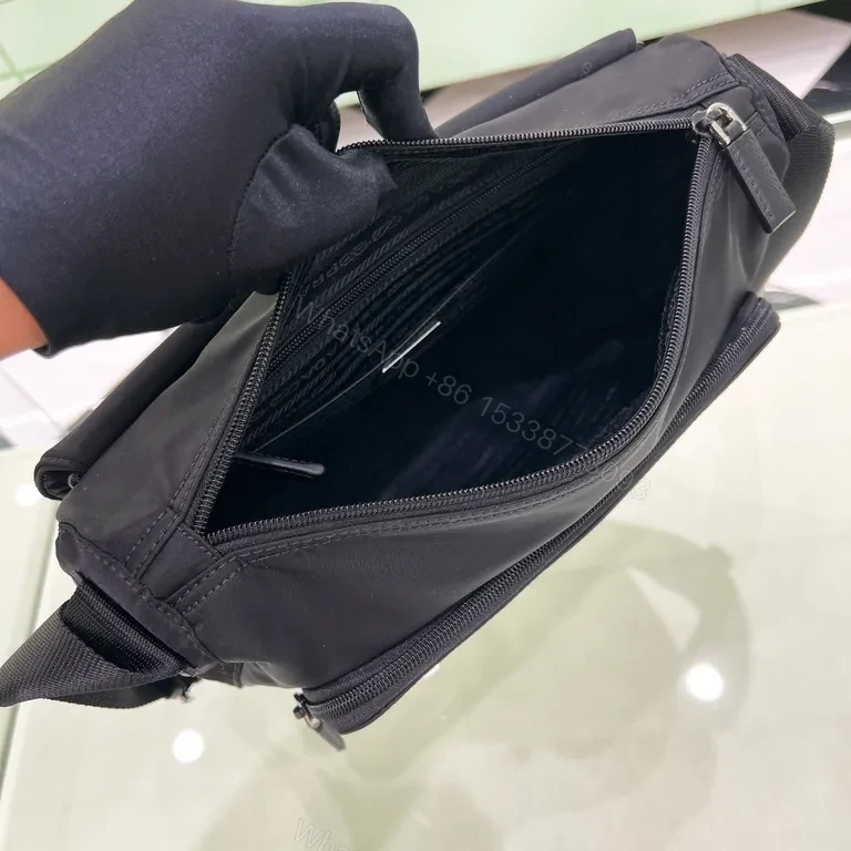 View 2 of Black Nylon Compact Messenger Bag - Prada-Inspired Luxury, Minimalist Utility