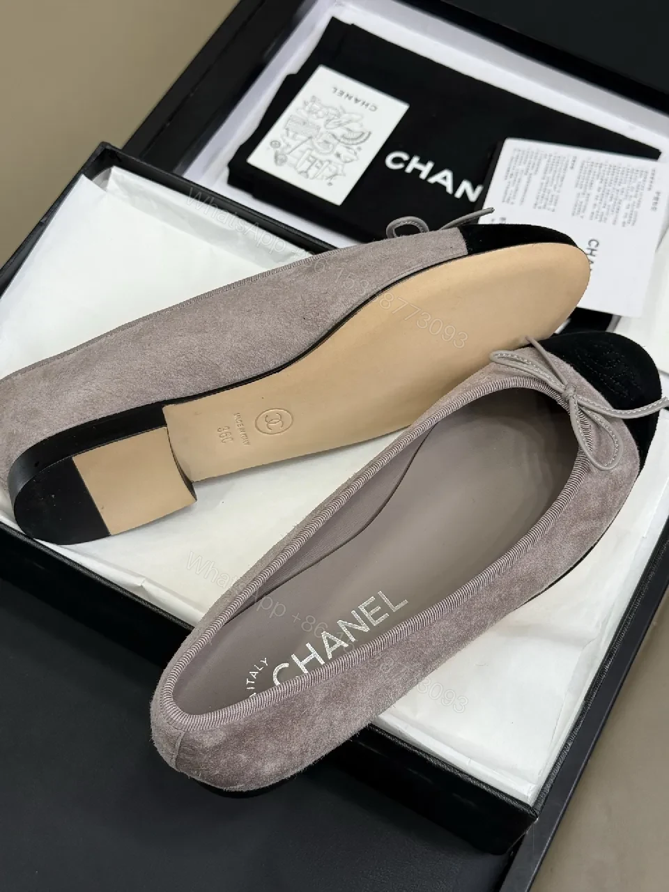 View 6 of Taupe Suede Cap-Toe Ballet Flats — Slim, All-Day Comfort
