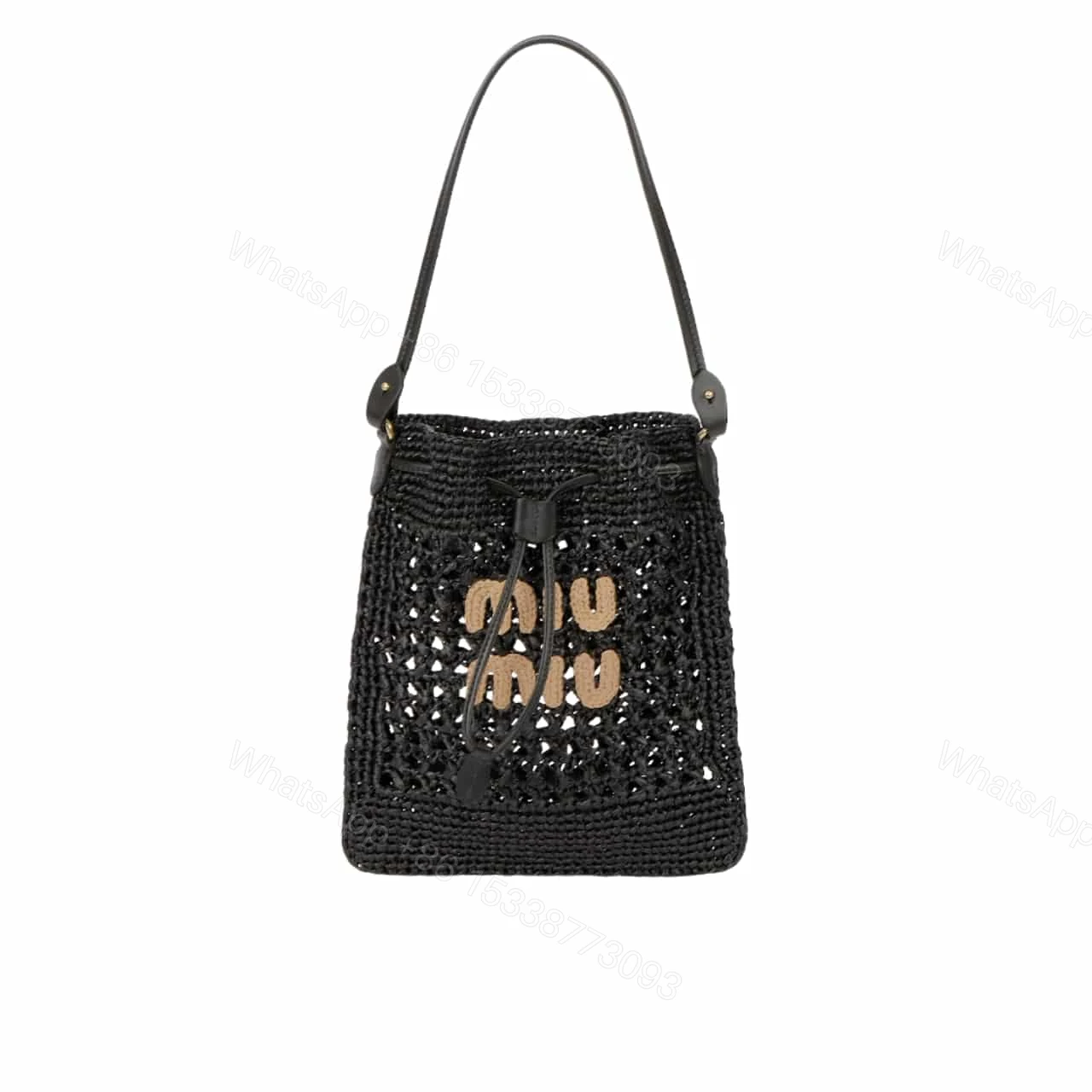 MIUMIU WOVEN FABRIC MINI BAG BLACK 22CM — view 1