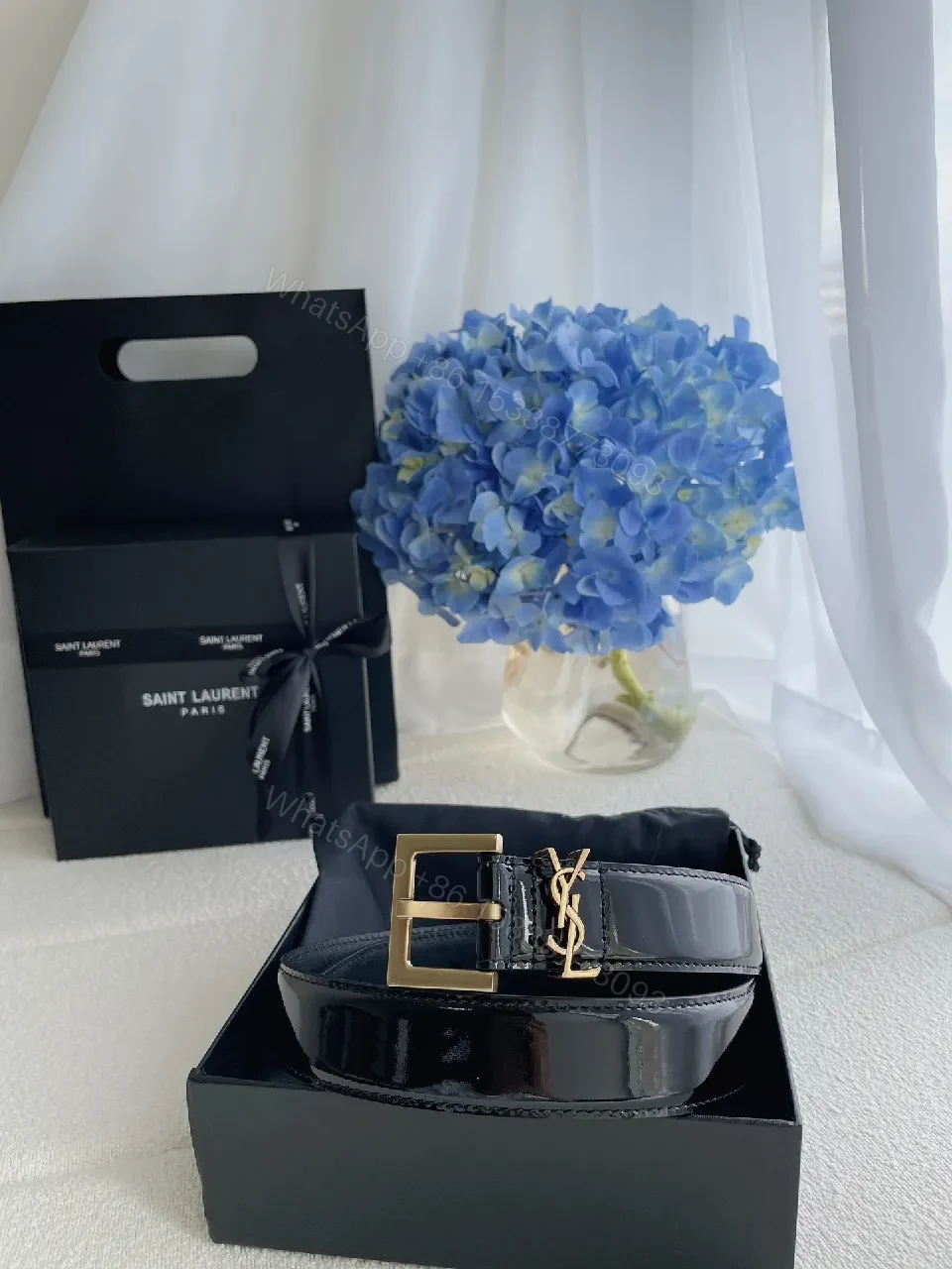 Gold-Hardware Patent Leather Belt, Luxe Oxford Style, Premium Craftsmanship — view 1