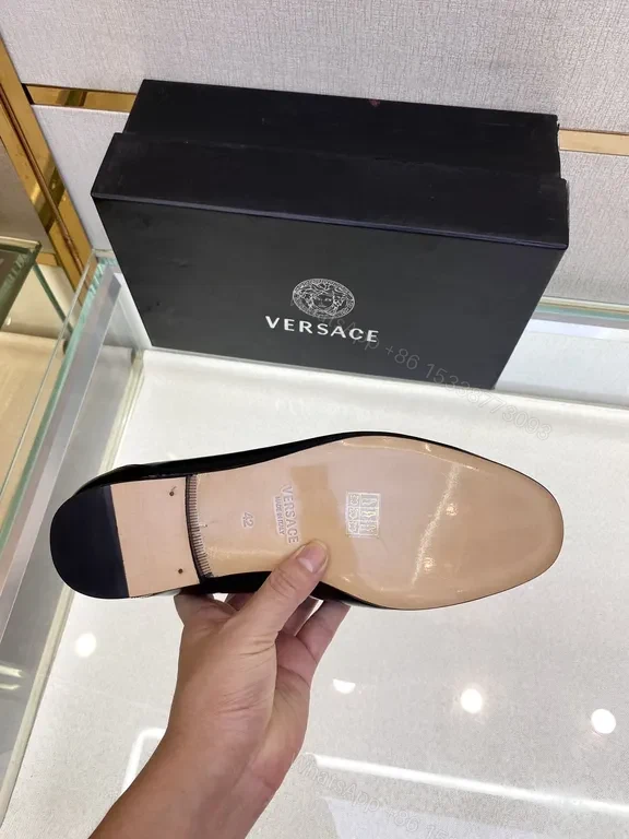 View 6 of Versace Black Calfskin Loafers with Medusa Hardware