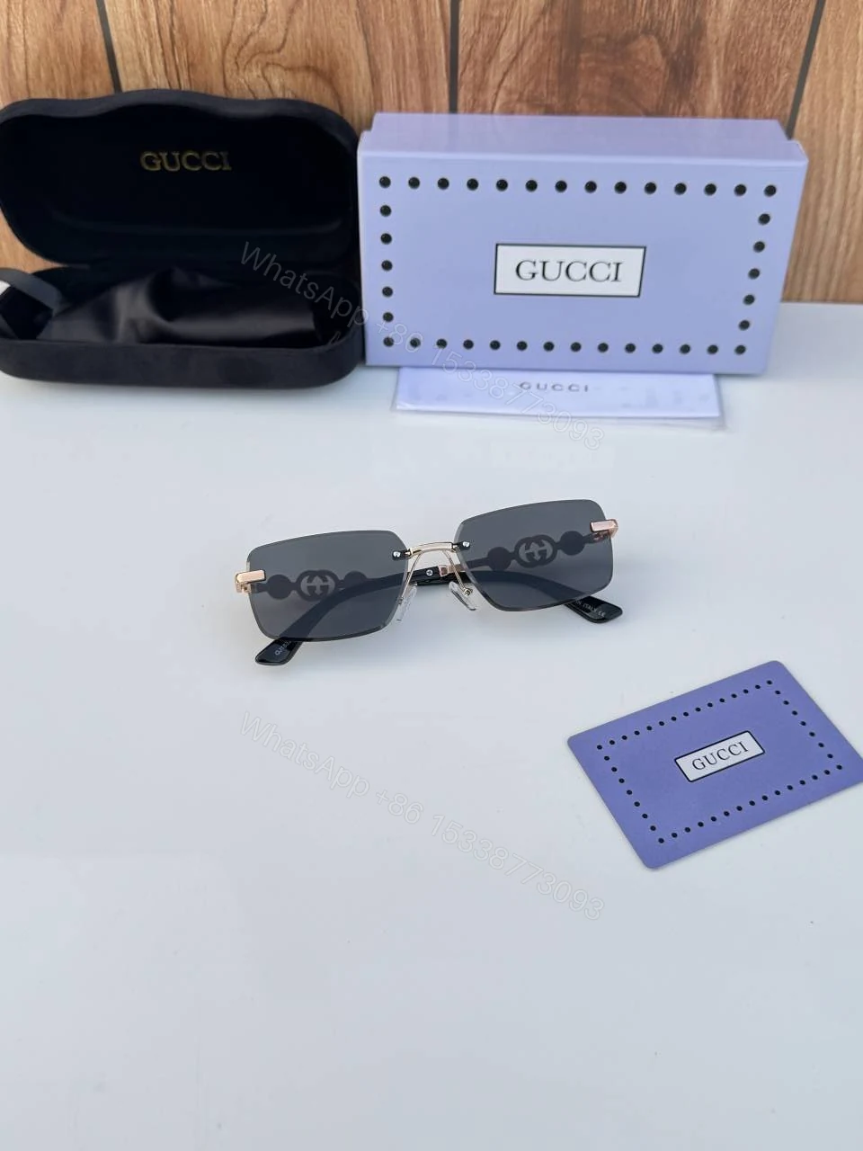 View 2 of First Copy Gucci 18327 Gold Black Luxury Designer Sunglasses Premium UV Protection Eyewear