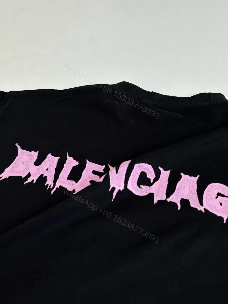 View 4 of Black Cotton Blend Tee - Bold Graphic, Luxury Streetwear, Relaxed Fit