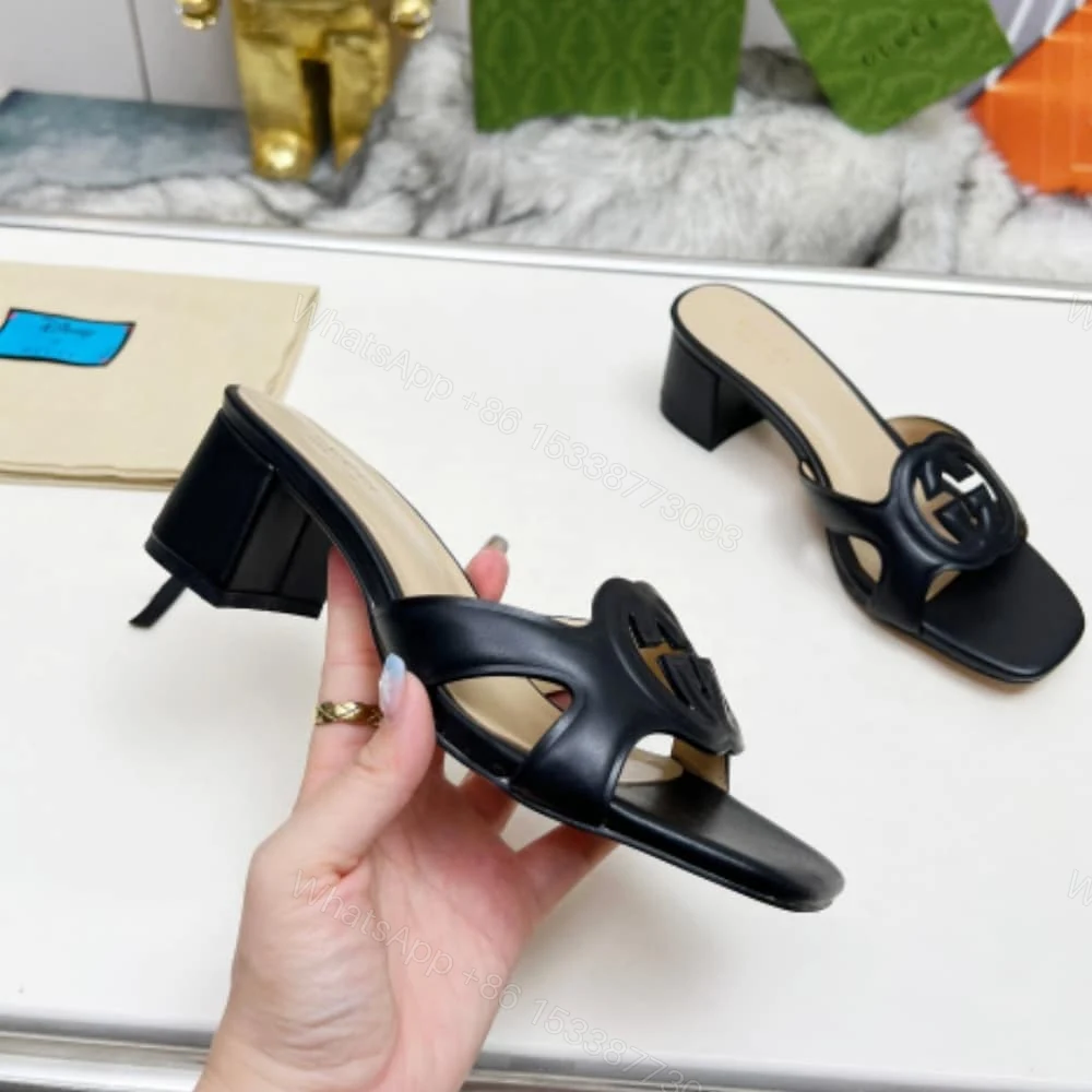 View 5 of GUCCI WOMEN’S INTERLOCKING G SLIDE SANDAL BLACK 782413 AAAZG 1000