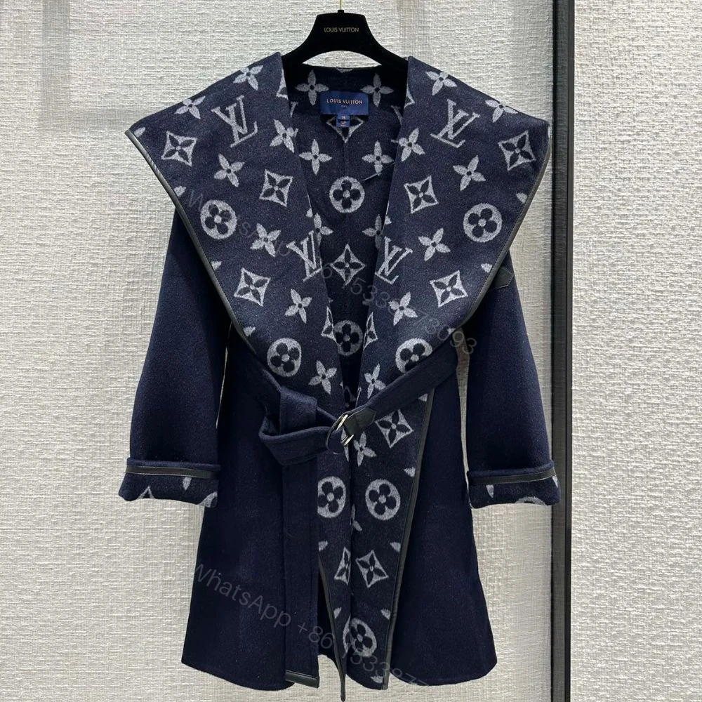 View 2 of Louis Vuitton Classic Monogram Wool Blue Coats