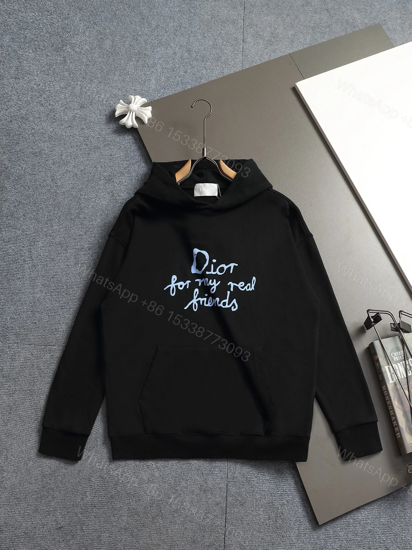 Dior A貨連帽衛衣 黑色字母印花經典百搭款 — view 1