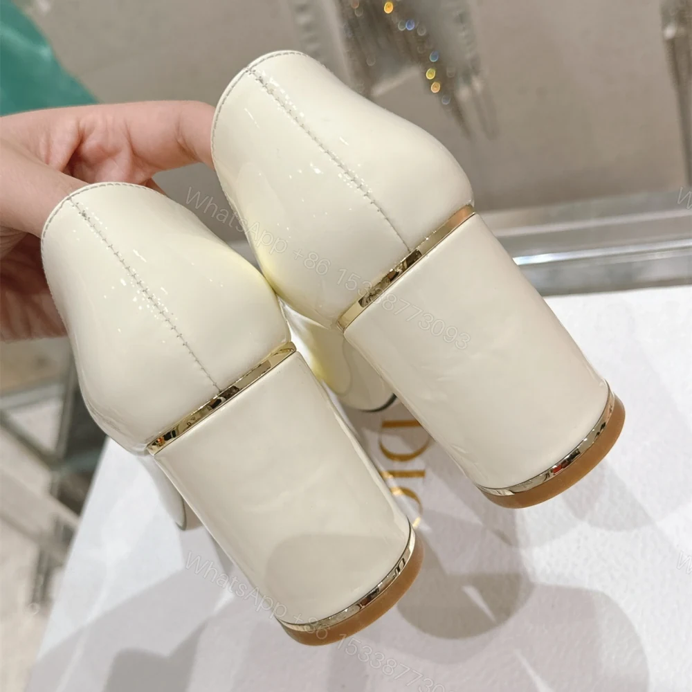 View 9 of 高仿Dior*Miss系列KCX320方頭LOGO金屬扣高踭單鞋白色免檢版