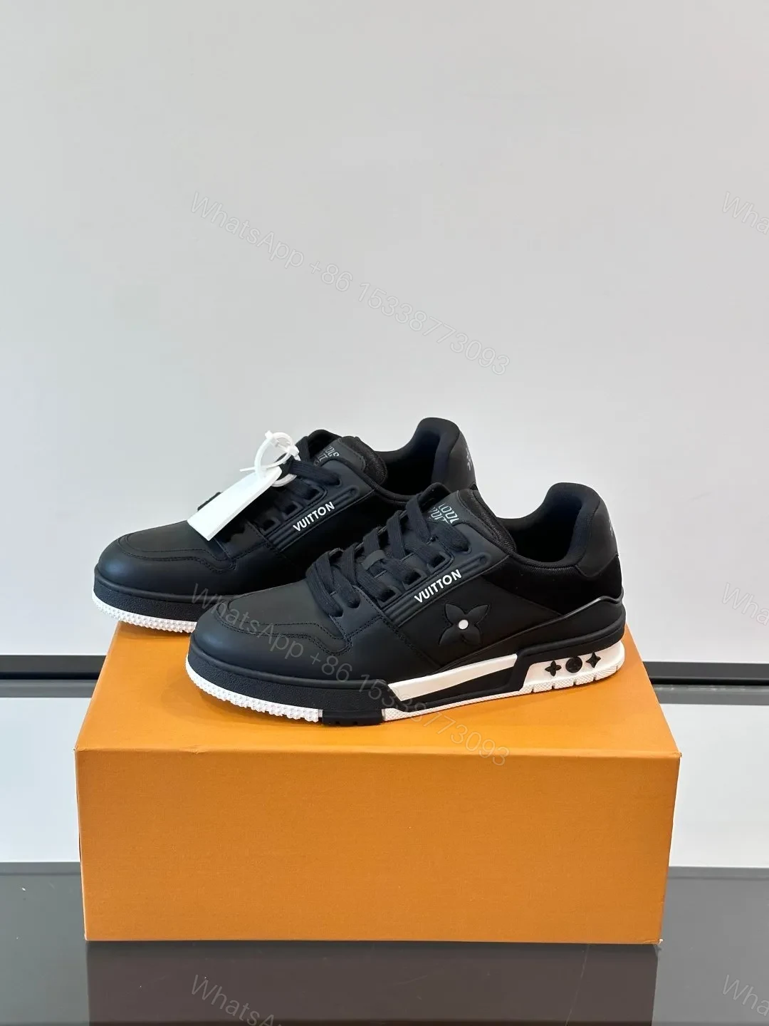 View 3 of LV Men Black Leather Sneakers