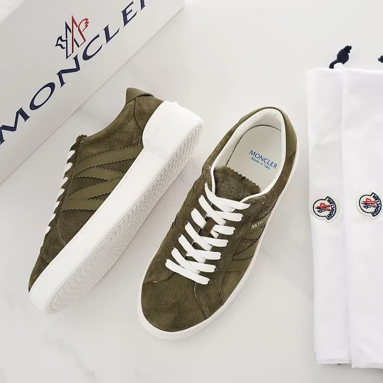 View 2 of Olive Suede Moncler Sneakers: City-Smart Luxury Comfort