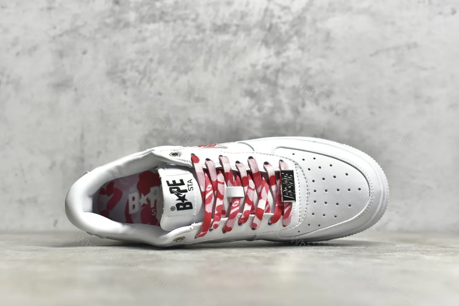 View 5 of A BATHING APE Bape Sta Low White and Red