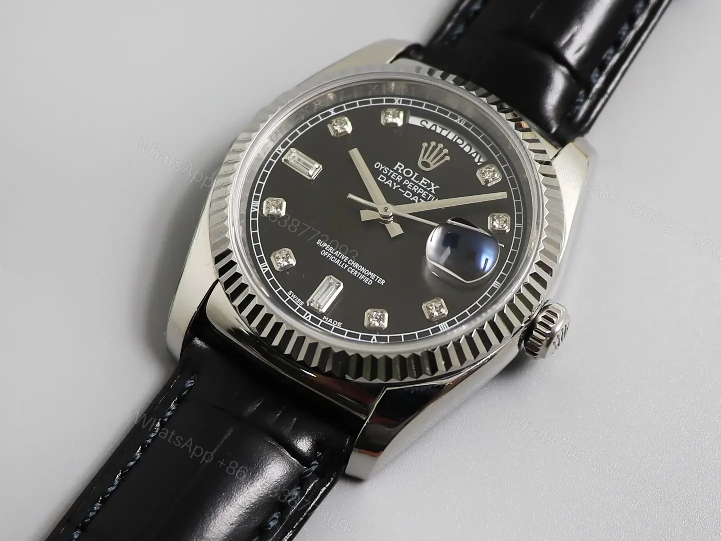 View 2 of Fake Rolex Day-Date Black Diamond White Gold 218239-ROLEX-DD36-WG-BLK36mm