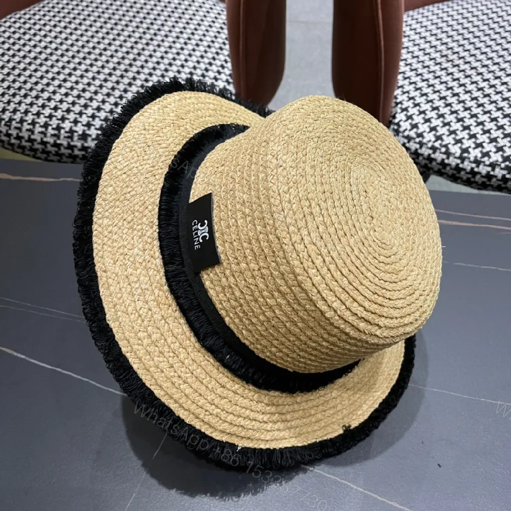 View 9 of Natural Straw Hat - Handwoven, Fringe Trim, Coastal Luxe