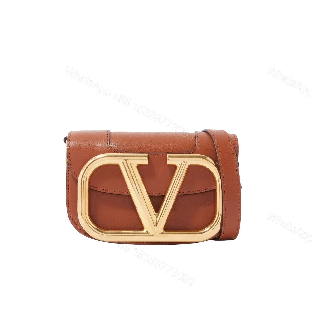 VALENTINO GARAVANI SUPERVEE V LOGO SMALL BAG BROWN 18CM — view 1