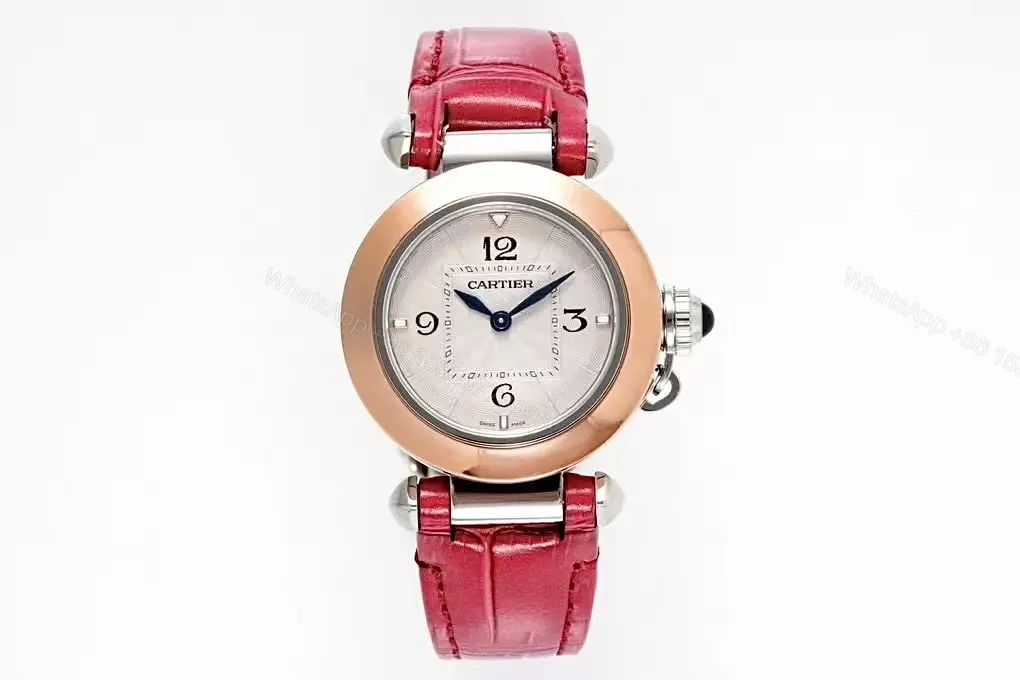 JF Factory Cartier Pasha de Cartier Women’s Watch, 30mm, Rose Gold and Stainless Steel, Red Leather Strap, Cal.157 Swiss Quartz Movement — view 1
