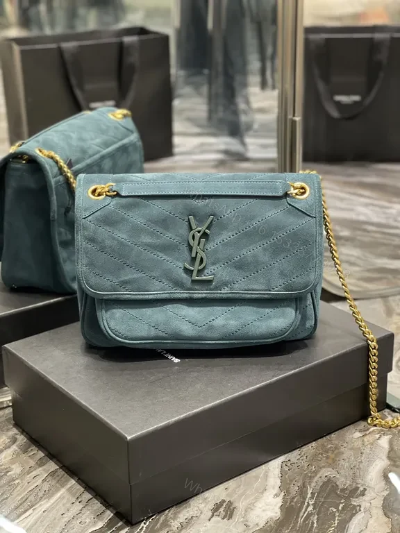 Teal Quilted Crossbody: Luxe Calfskin, YSL Hardware Bag — view 1