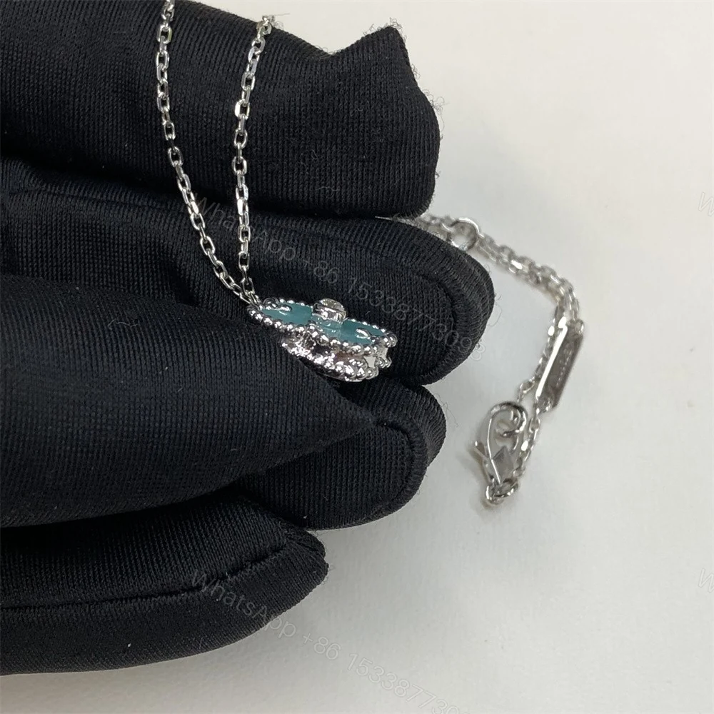 View 3 of VCA 2022 Holiday Alhambra Pendant Necklace Blue Sevres Porcelain