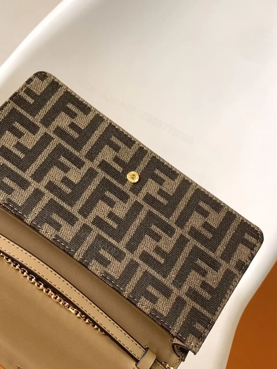 View 3 of Compact Monogram Canvas Bag with Gold Hardware - Luxe Messenger