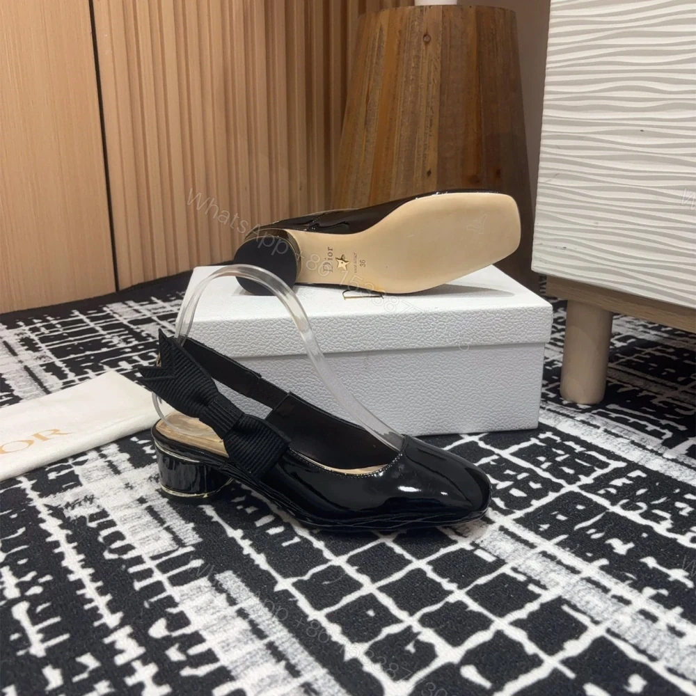 View 9 of 高仿Dior*Miss系列KDV273露跟蝴蝶結矮踭鞋黑色免檢版