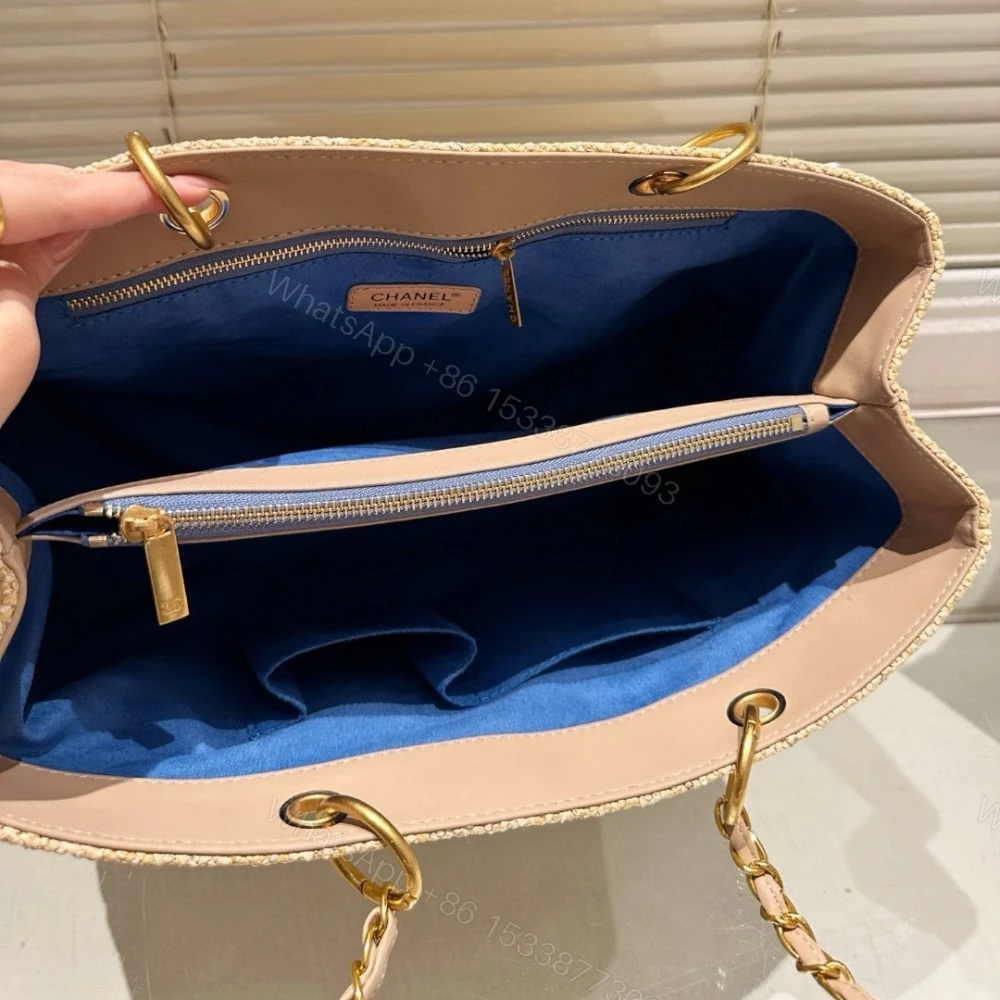 View 8 of Chanel Grand Shopping Tote Straw Bag 38Cm