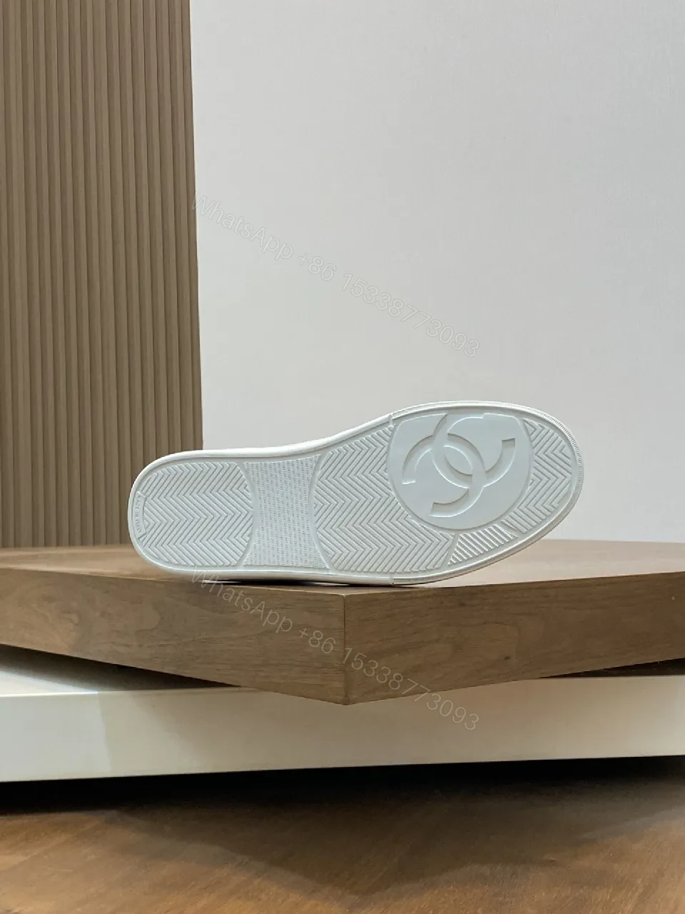 View 6 of White Leather-Accent Sneaker with Quilted Detail