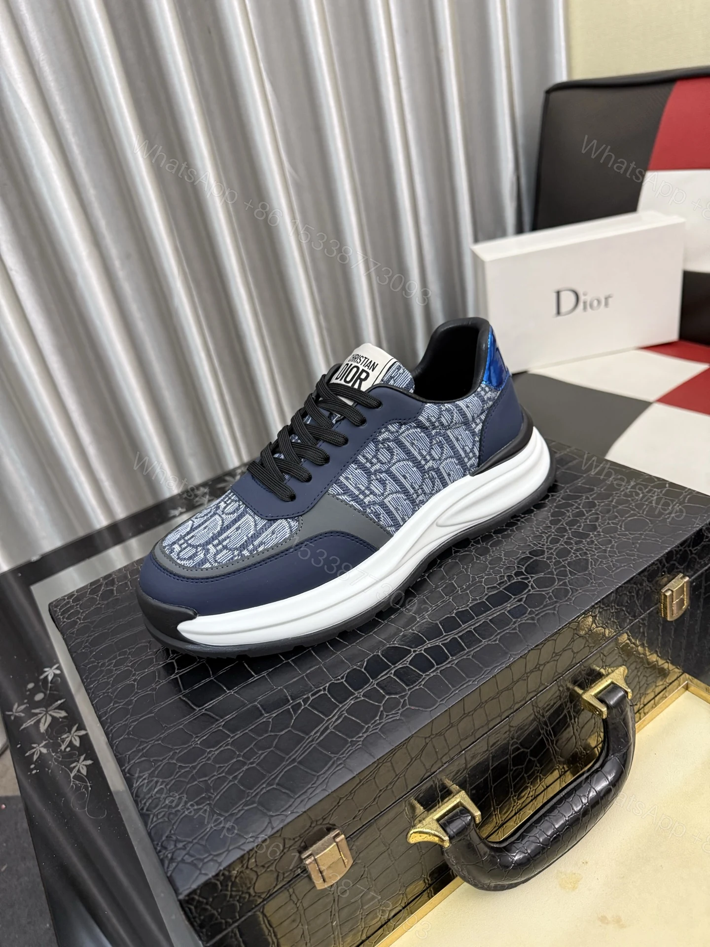 Dior 高仿 Oblique老花厚底運動鞋 藍灰拼接休閒百搭款 — view 1