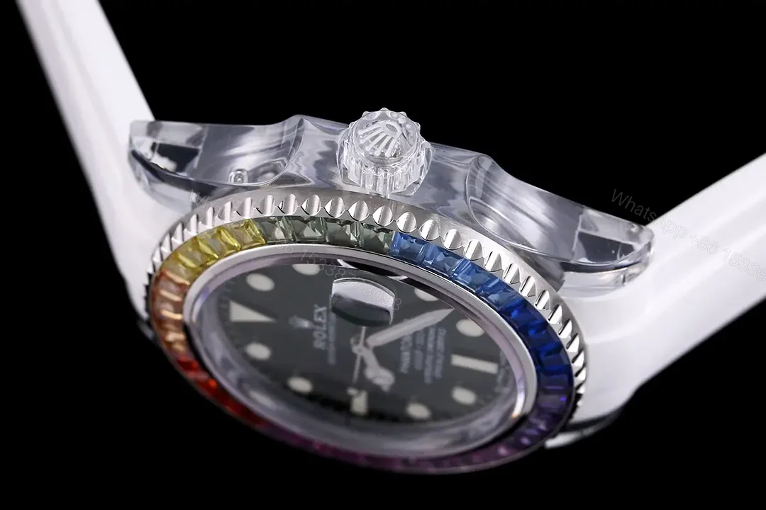 View 4 of Rolex Submariner Date Sapphire Rainbow replica 40MM White Rubber Strap Edition RG-SUB-DATE-SAPPHIRE-RAINBOW-WHITE-RUBBER-40