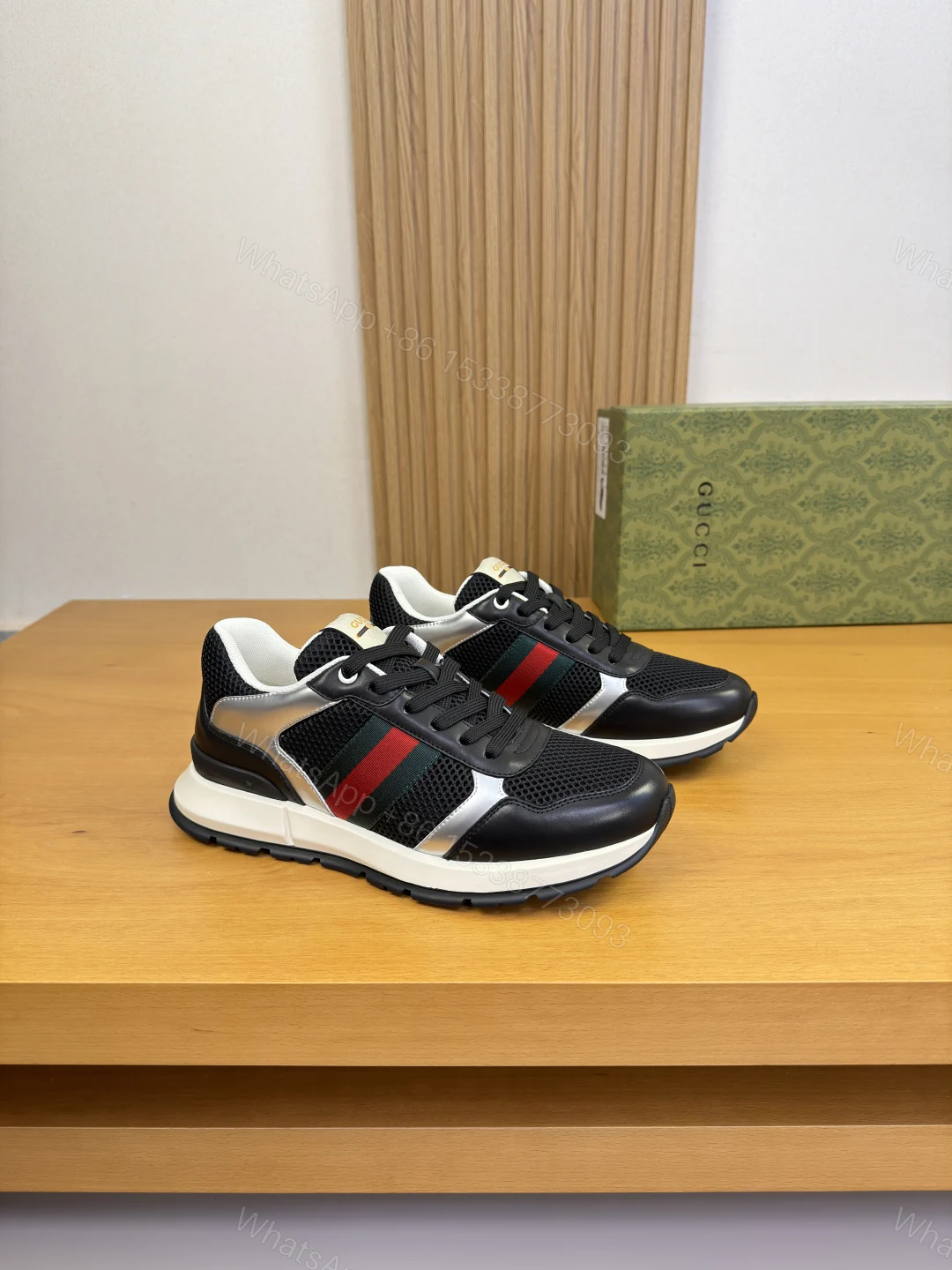 Gucci A貨撞色織帶網布運動鞋 輕量透氣休閒男鞋 — view 1