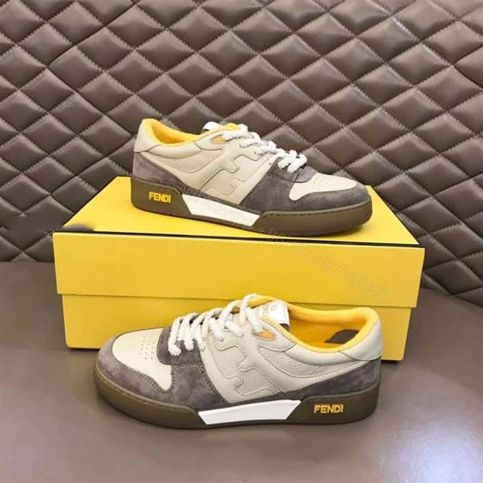 View 7 of Fendi Match Beige Suede Low-Top Sneakers – FD32