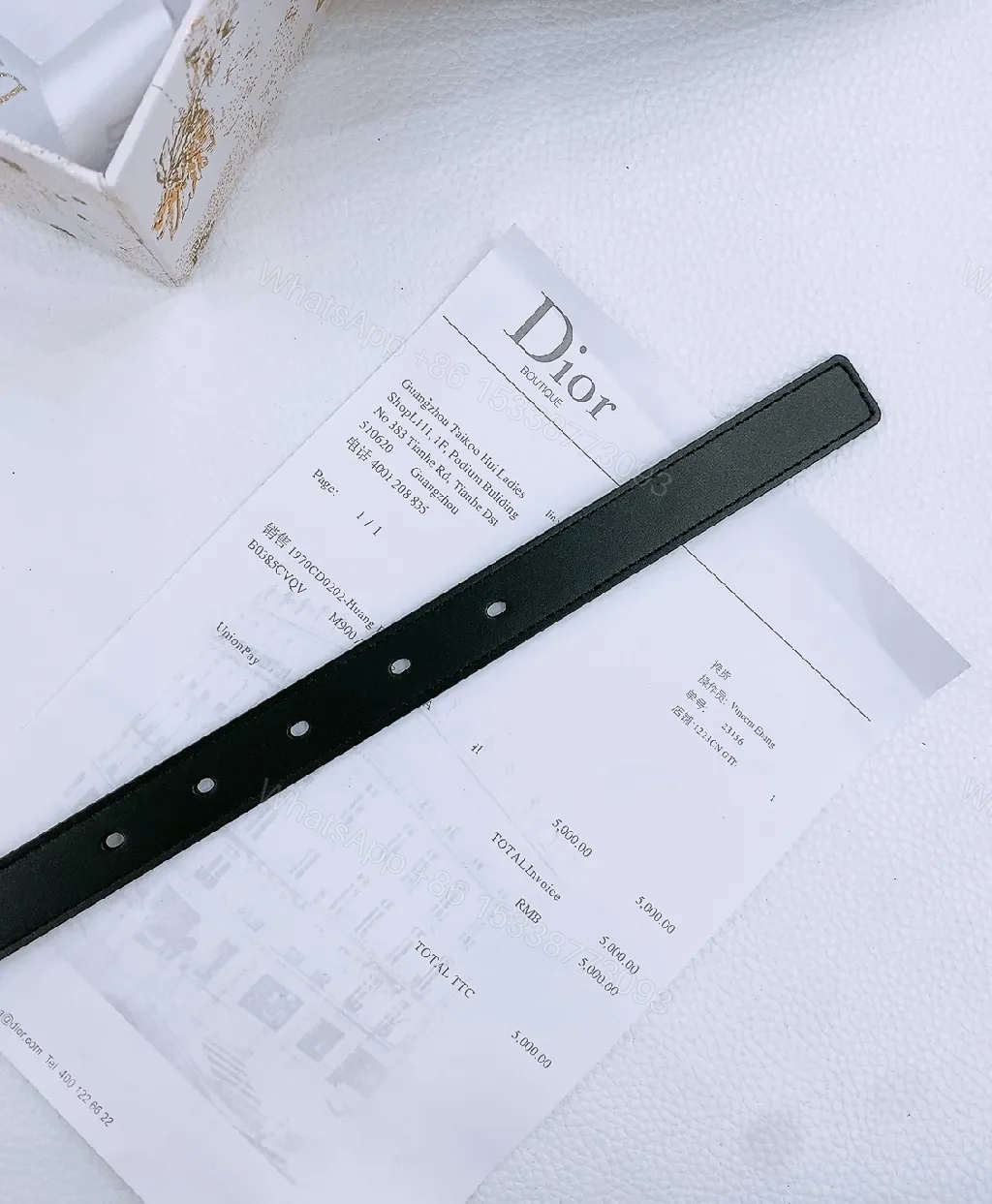 View 3 of Minimalist Black Leather Belt with Gold Buckle Accent