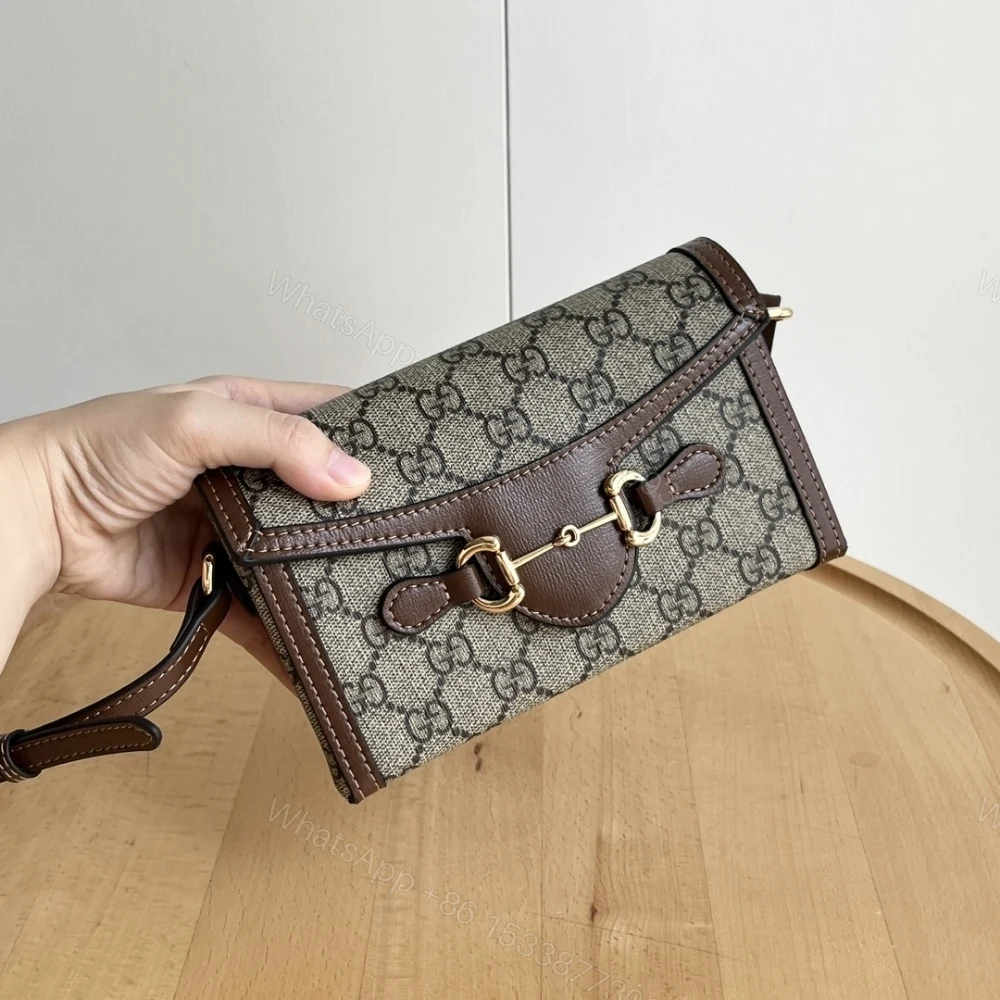 View 7 of Gucci Horsebit 1955 Mini Bag‎ Beige And Dark Brown GG Supreme 18Cm 699296 92TCG 8563
