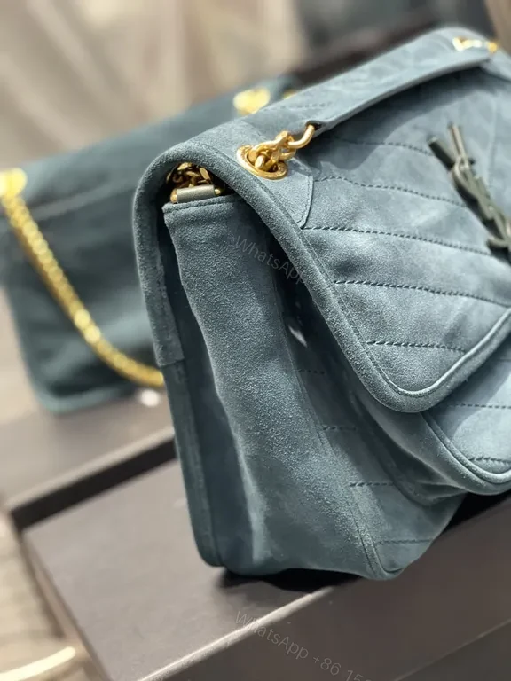 View 4 of Teal Quilted Crossbody: Luxe Calfskin, YSL Hardware Bag
