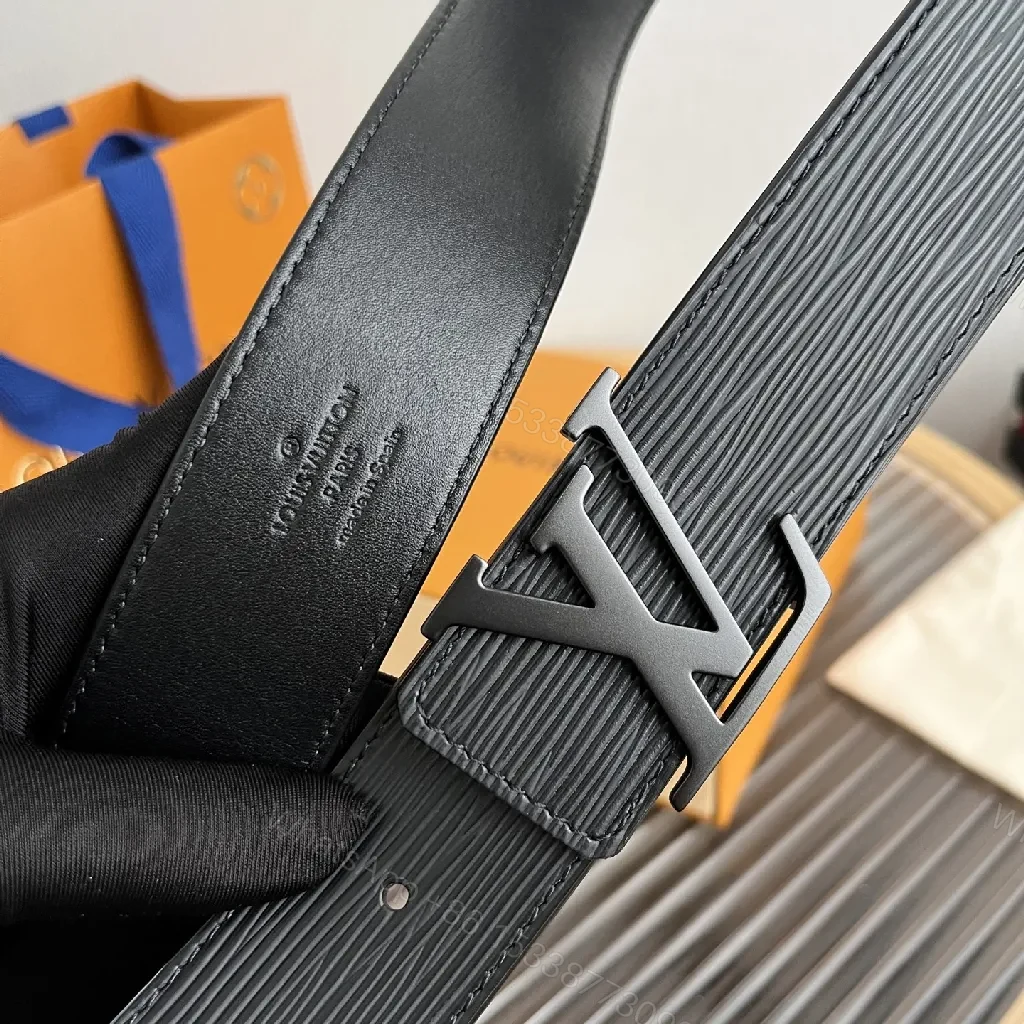 View 5 of Textured Leather Belt: Luxe Metal Buckle, Unisex Style