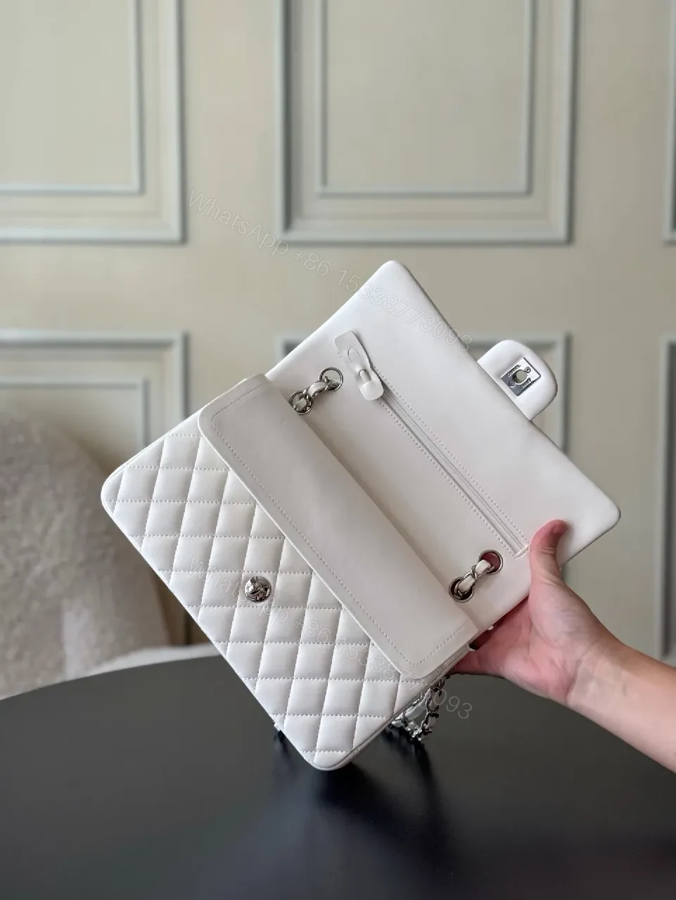 View 5 of White Quilted Chain-Strap Flap Bag: Luxe Everyday Style