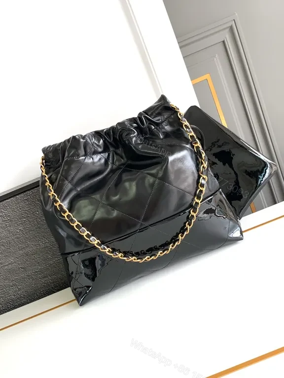 View 9 of Chanel-Inspired Quilted Drawstring Bag Duo + Gold Chains