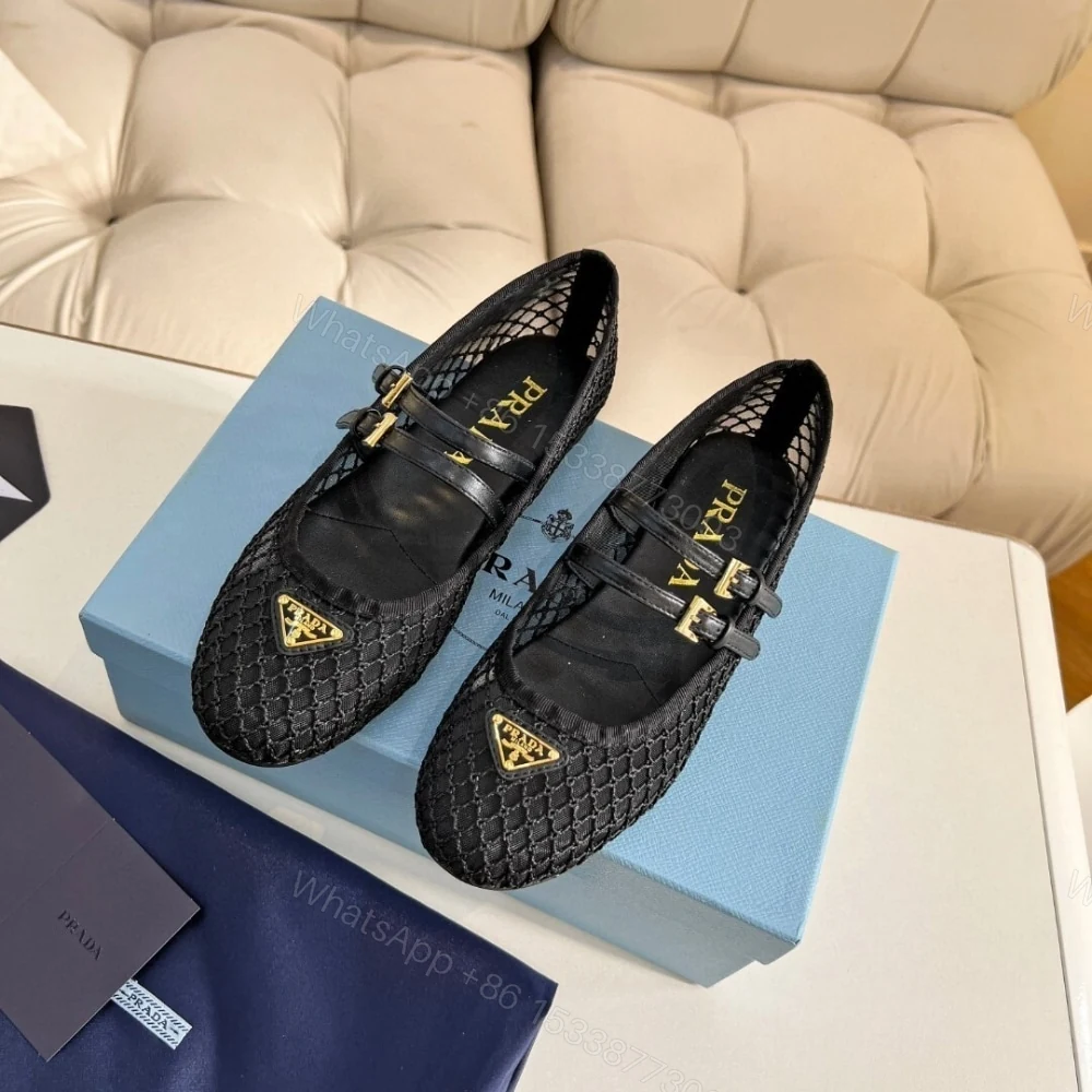 View 2 of PRADA MESH FABRIC BALLERINAS BLACK 1F915N 099 F0002 F 005