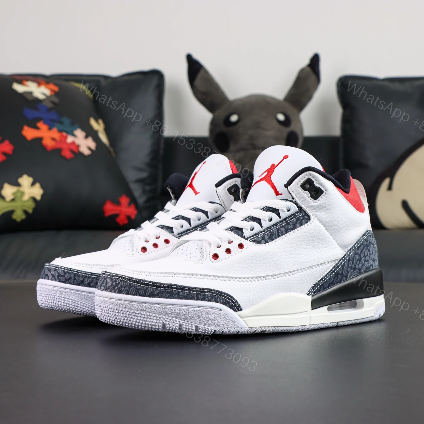 View 9 of Air Jordan 3 Retro Denim SE White/Fire Red
