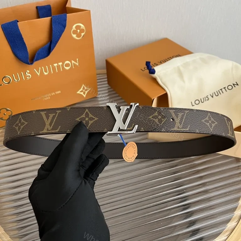 View 6 of Black Leather LV Belt + Silver Logo Buckle + Modern Minimalist + Premium Craftsmanship + Belt