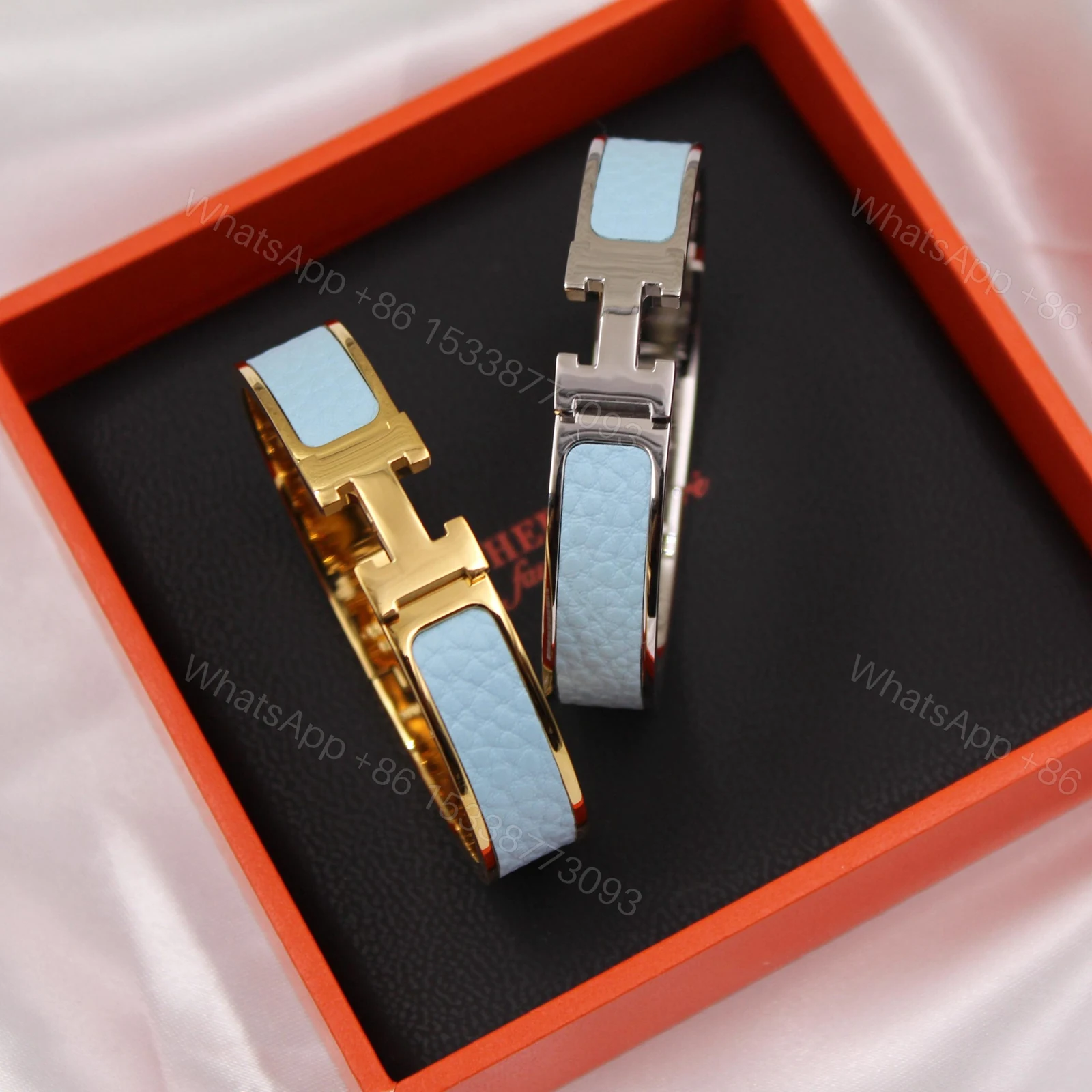 Light Blue Hermes Clic H Bracelet Replica — view 1