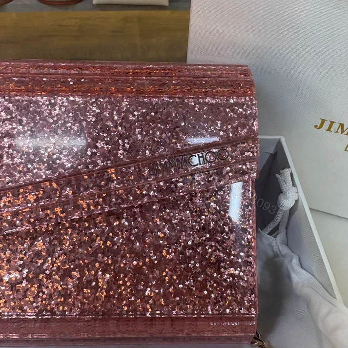 View 5 of FIRST COPY JIMMY CHOO CANDY CLUTCH SHIMMER ROSE HANDBAG