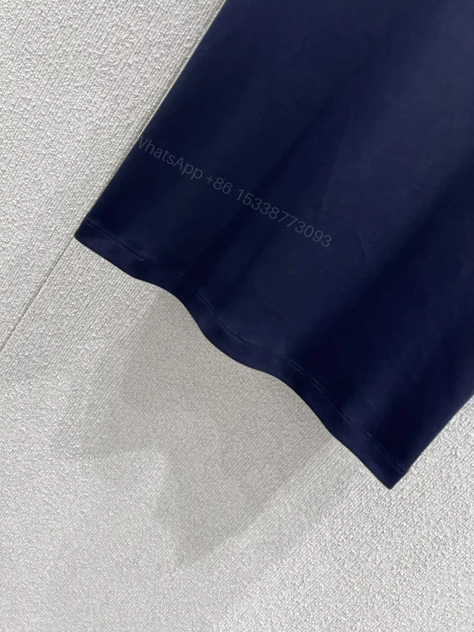 View 9 of Navy Cotton-Blend Tee: White Trim, Modern Luxe Statement