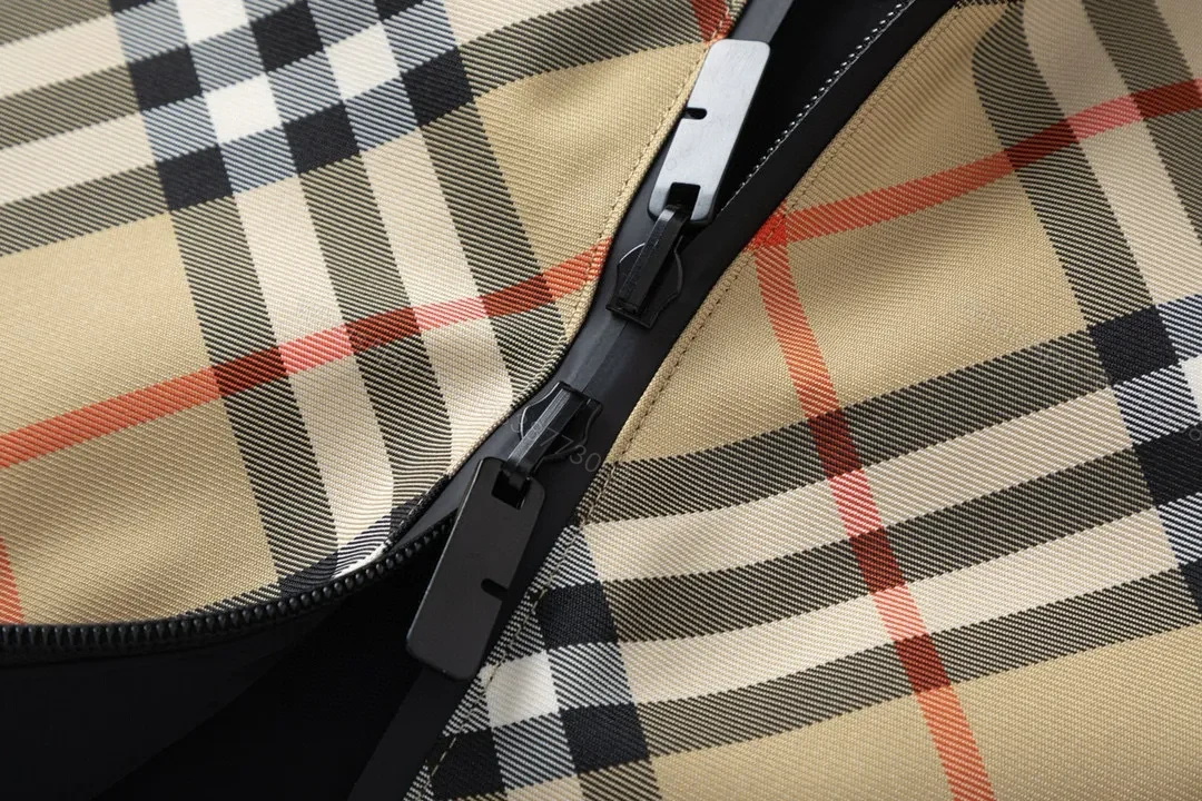 View 6 of Beige-Black-Orange Check Lightweight Windbreaker, Casual Style