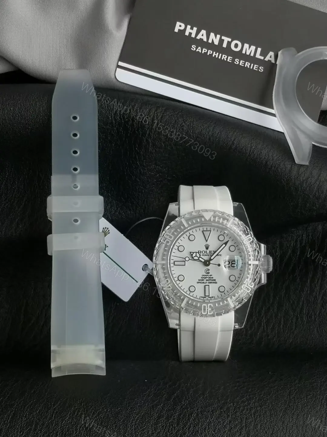 View 2 of Premium Rolex Submariner Date Phantomlab Transparent White replica 40MM White Rubber Strap Edition RG-SUB-PHANTOMLAB-TRANSPARENT-WHITE-RUBBER-40