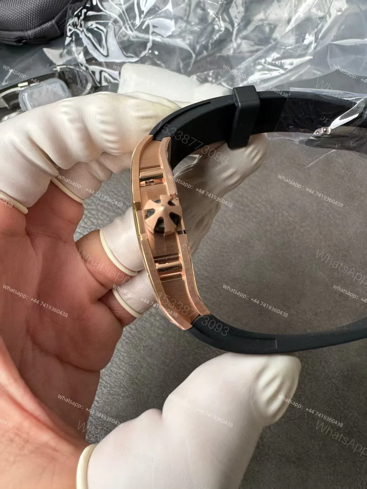 View 10 of Super Clone Richard Mille RM 67-01 Rose Gold Skeleton Black Rubber Strap
