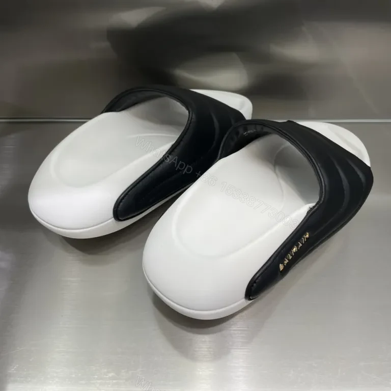 View 5 of Monochrome Balmain Slides: Premium Leather Comfort