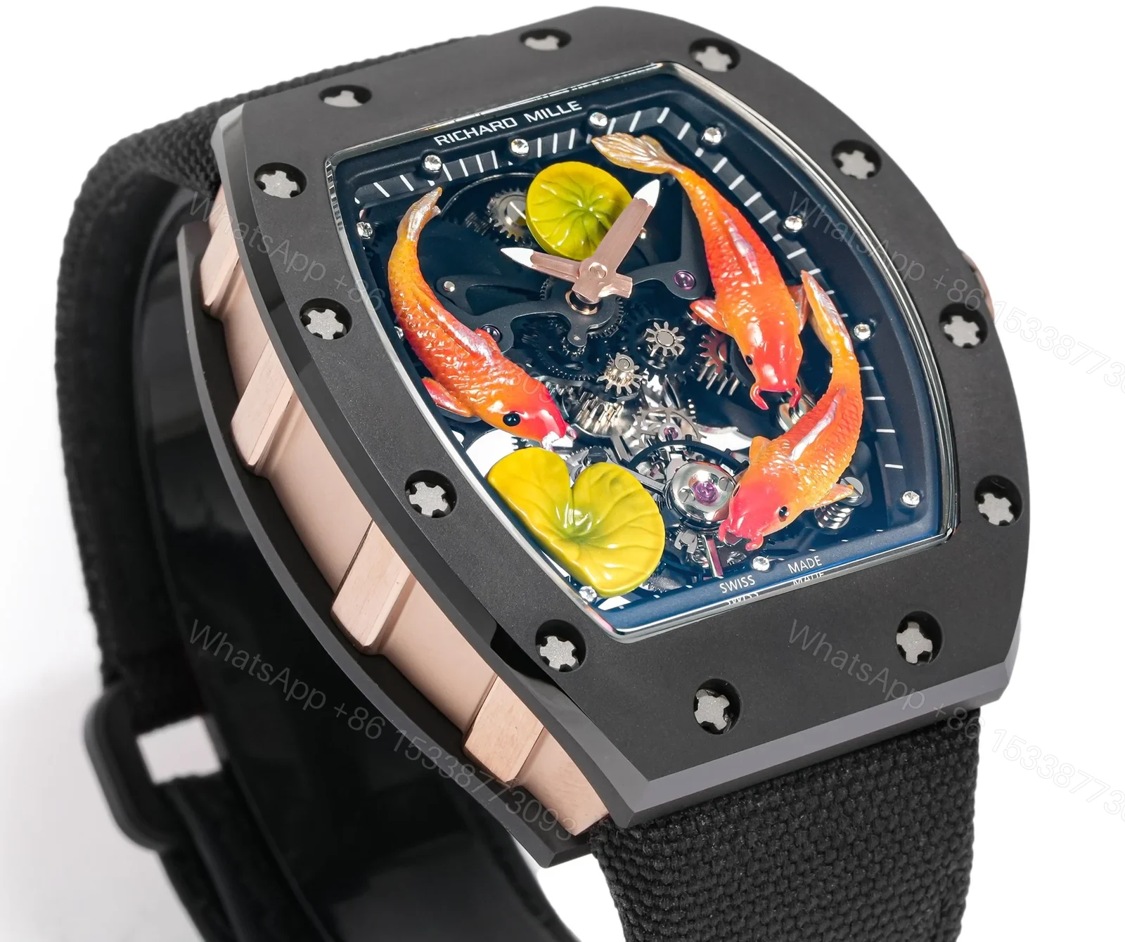 View 5 of Richard Mille RM S10 Koi Tourbillon Watch Oriental Art Dial Red Gold Diamond Koi Mechanical Tourbillon Luxury Edition RM-S10-KOI-TB-ORI